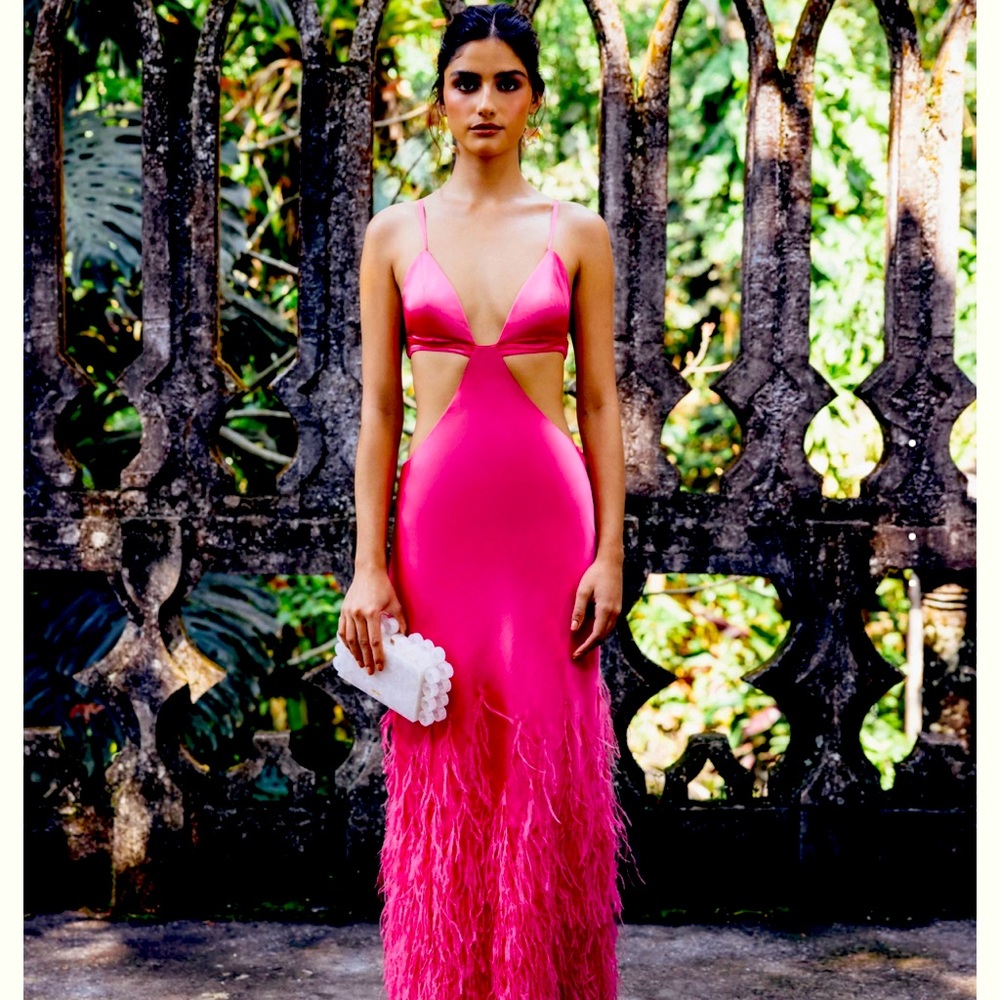 Pink satin gown